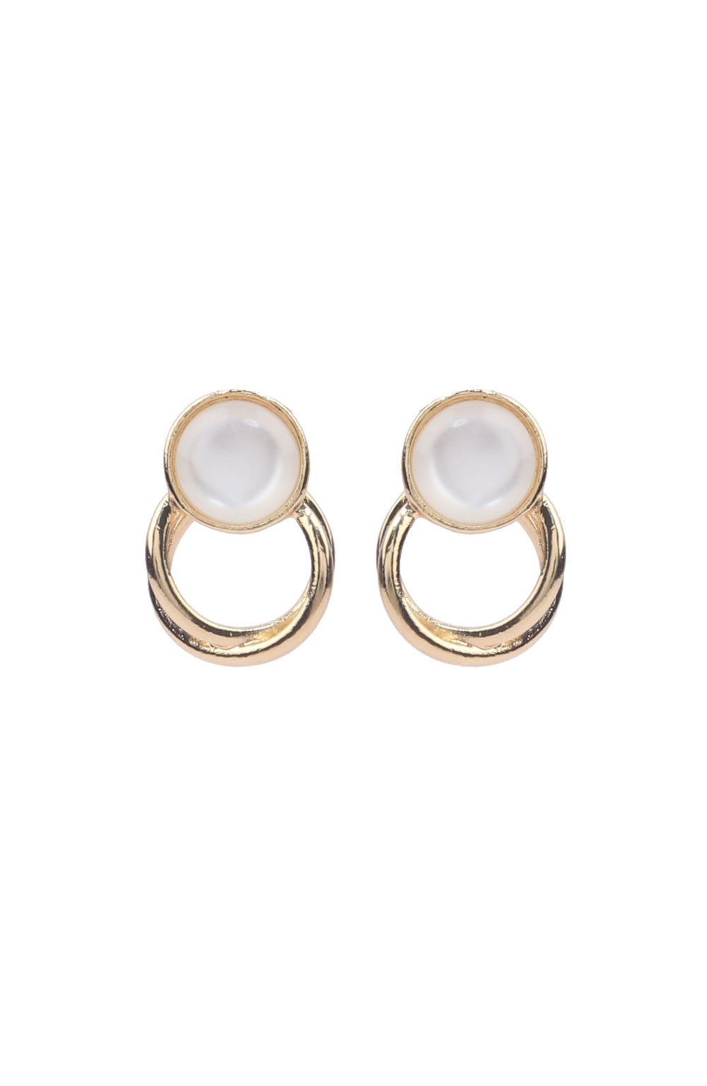 Jewello elegant gold plated and white stone stud anti tarnish dangle Korean earring for women and girls.