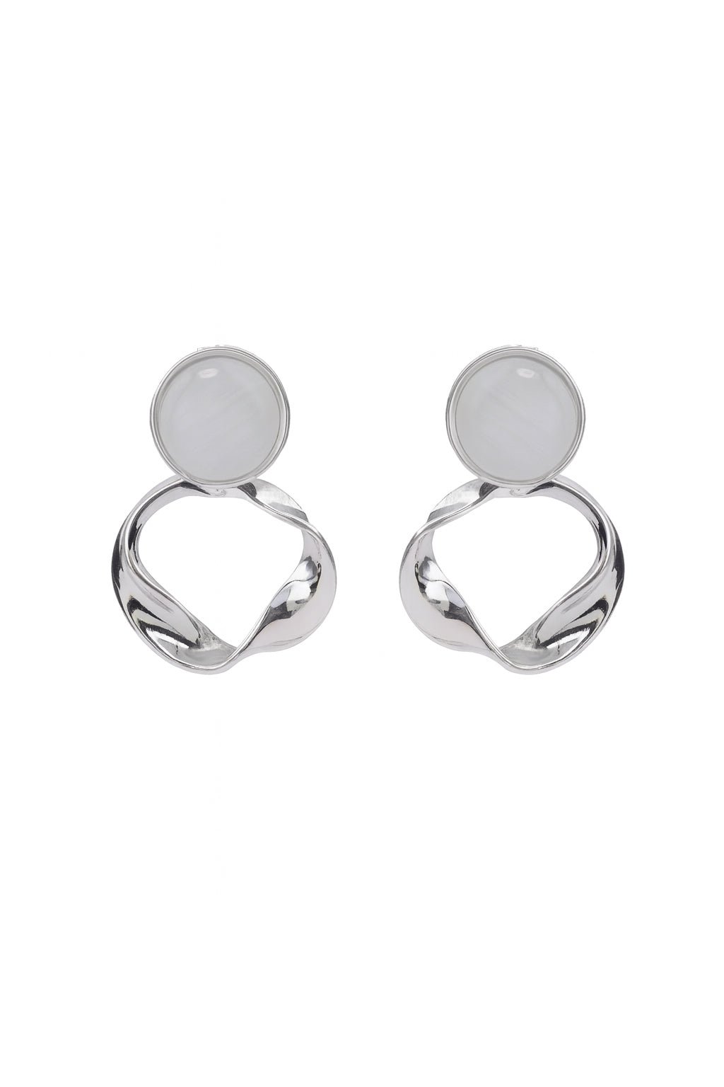 Jewello fancy silver plated round shape stone stud anti tarnish Korean earring for women and girls.