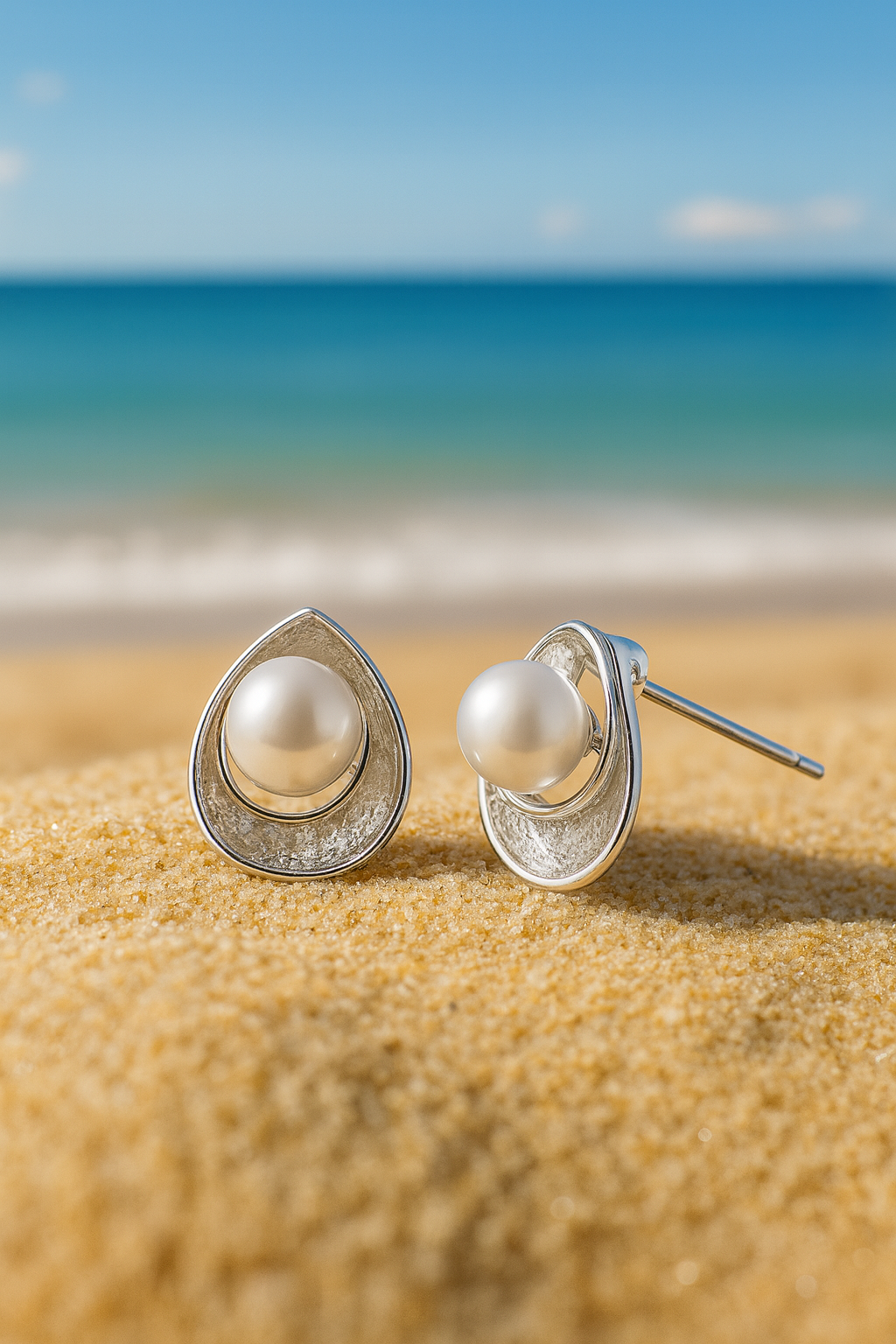 Jewello delicate silver-plated leaf design with pearl bead stud anti tarnish Korean earring for women and girls.