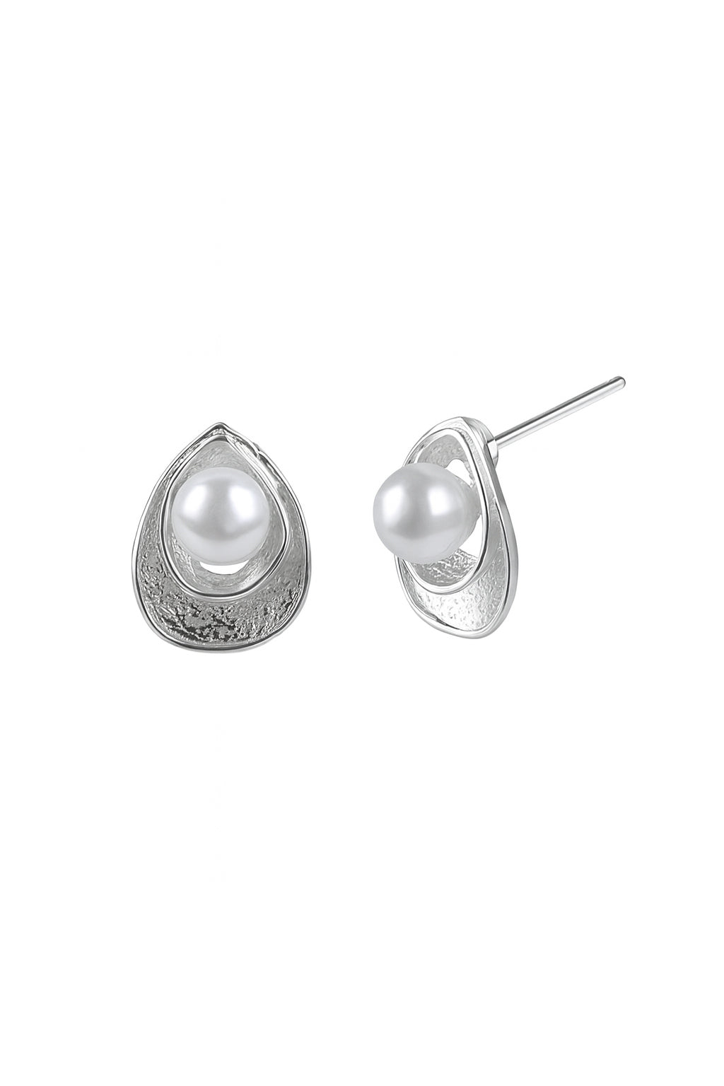 Jewello delicate silver-plated leaf design with pearl bead stud anti tarnish Korean earring for women and girls.