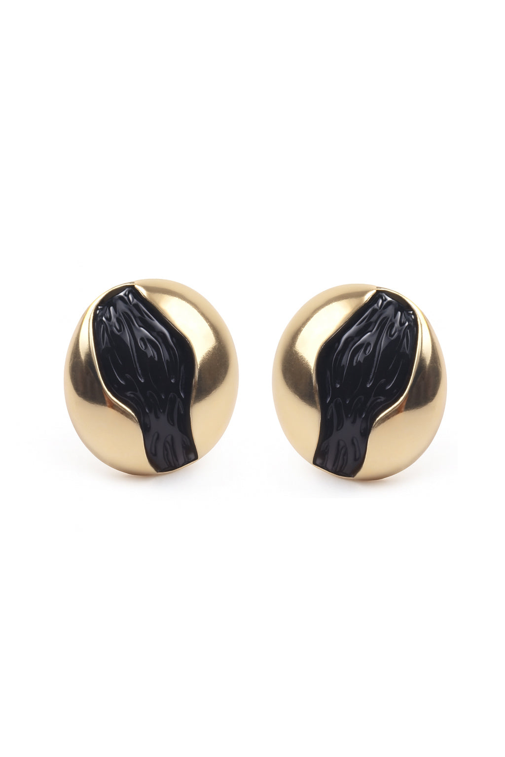 Jewello delicate gold-plated oval shape design black colour stud dainty Korean earring for women and girls. Daily wear earring, party wear earring, office wear earring, gift for her.