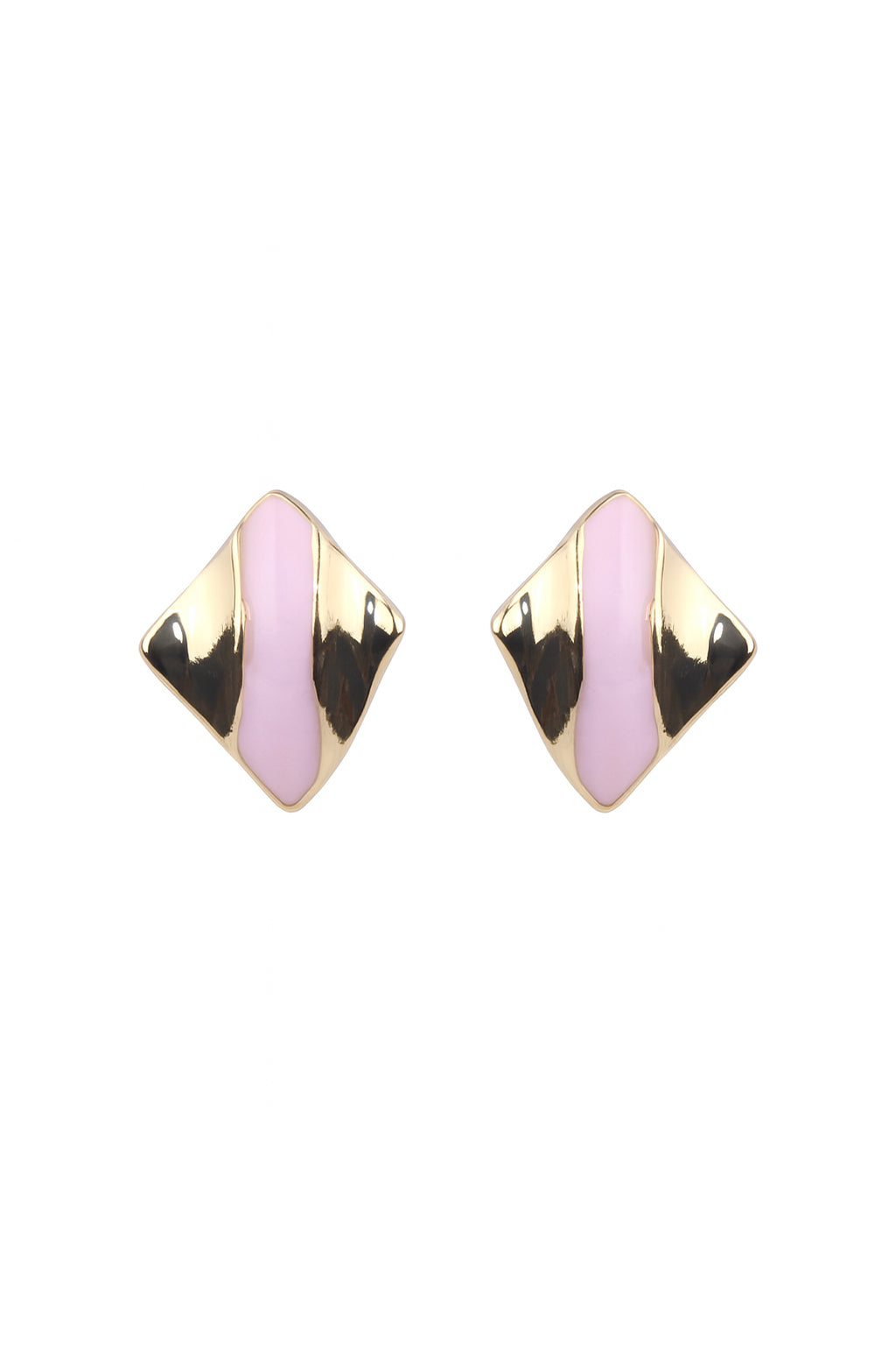 Jewello elegant square design and stainless steal with pink stone stud dainty korean earring for women and girls. Gift for her.