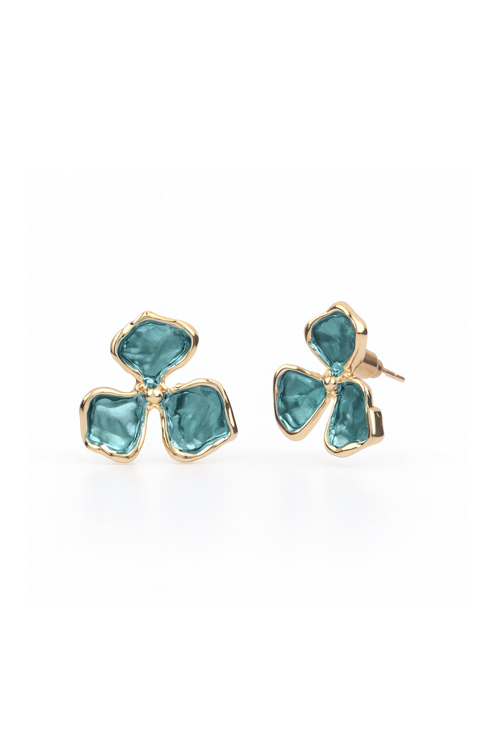 Jewello elegant gold-plated flower design with green stone stud dainty anti tarnish korean earring for women and girls. Daily wear earring, office wear earring. Gift for her.