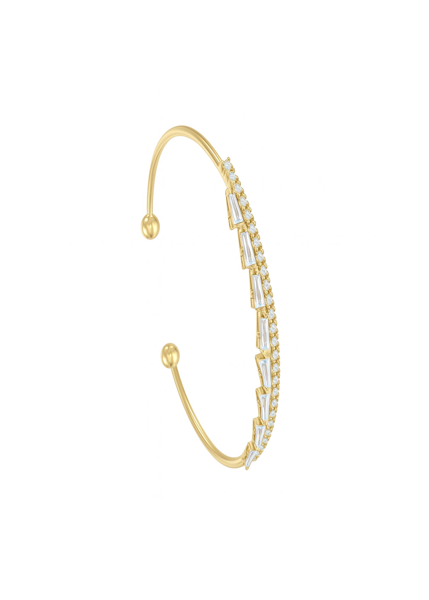 Jewello stylish gold plated with cubic zirconia stud cuff bracelet, kada bracelet for women and girls.