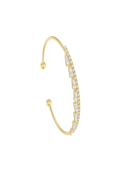 Jewello stylish gold plated with cubic zirconia stud cuff bracelet, kada bracelet for women and girls.