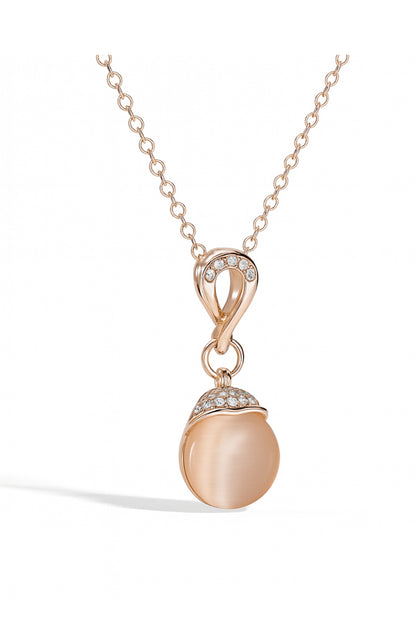 Jewello delicate rose gold plated with shimmering white stone stud pendant chain set for women and girls.