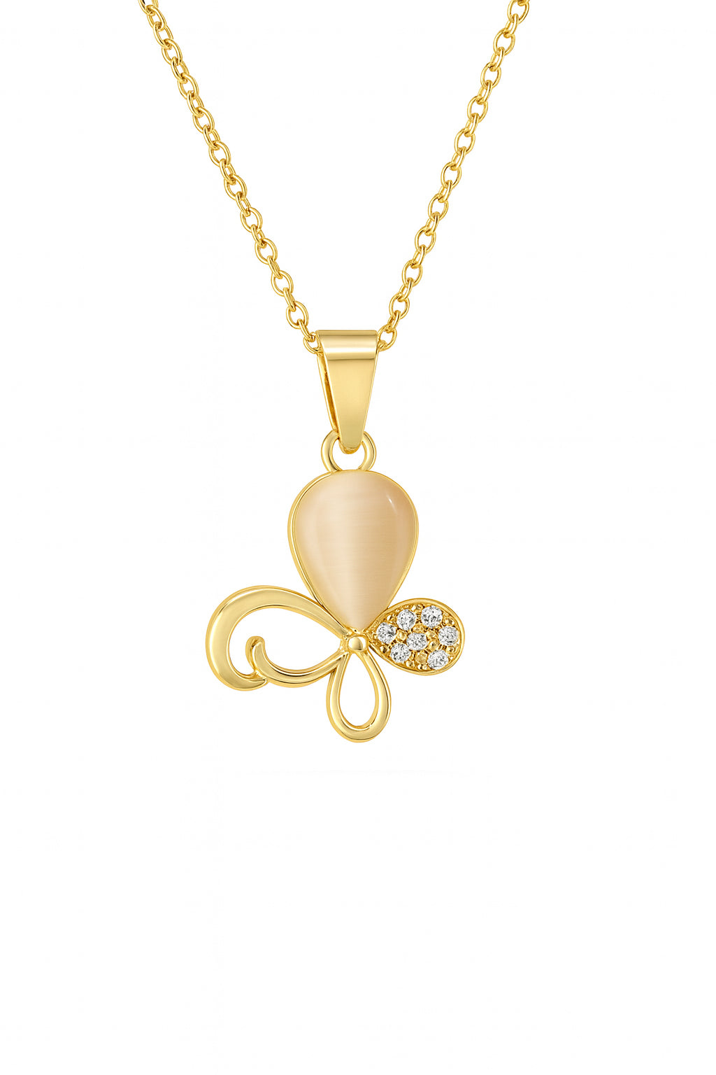 Jewello stylish floral design with light white stone stud chain pendant set for women and girls.