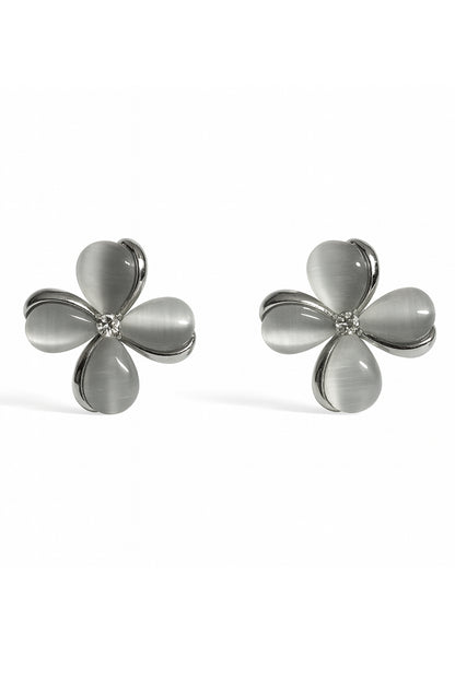 Jewello stylish silver-plated floral design with white stone stud pendant chain set for women and girls.