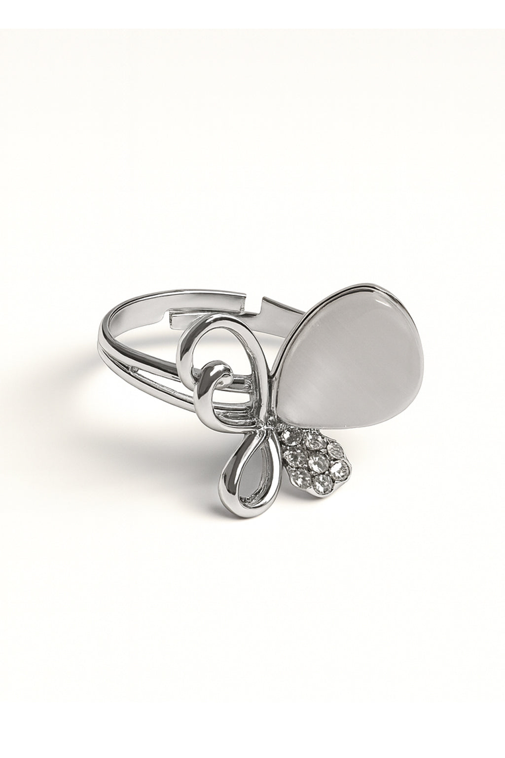 Jewello trendy silver-plated floral design with shimmering white stone stud pendant chain set for women and girls.