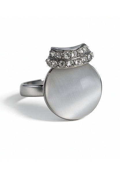 Jewello elegant silver-plated round shape design with white stone stud pendant chain set for women and girls.