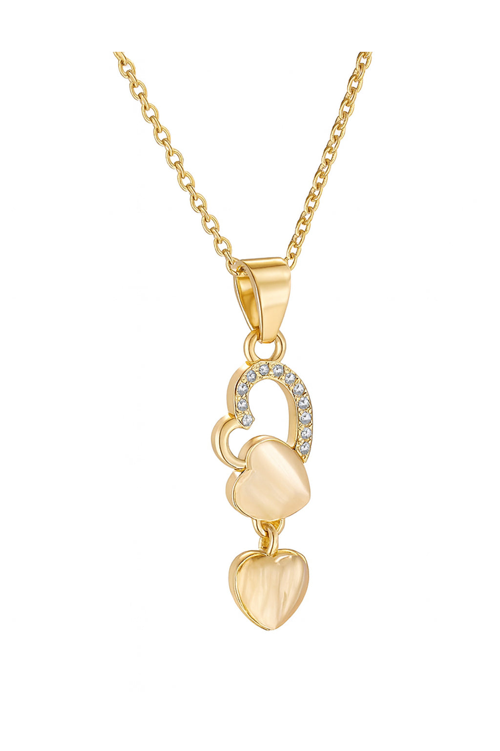Jewello gold plated floral design with white stone stud chain pendant set for women and girls.
