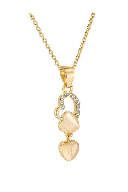 Jewello gold plated floral design with white stone stud chain pendant set for women and girls.