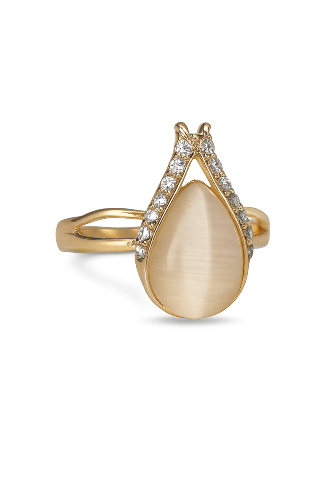 Jewello delicate gold-plated drop shape design with white stone stud chain pendant set for women and girls.