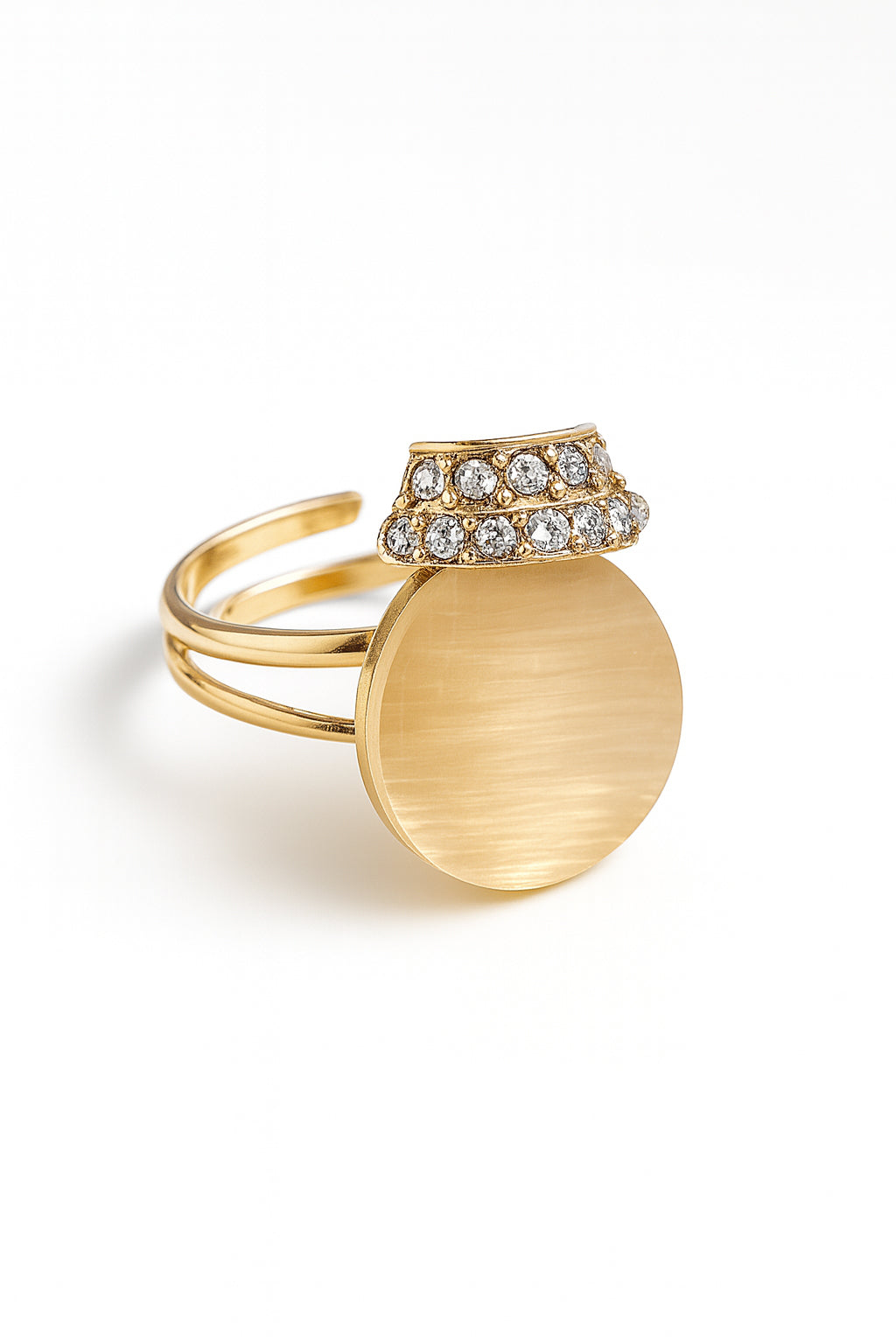 Jewello trendy gold-plated round shape design with white stone stud chain pendant set for women and girls.