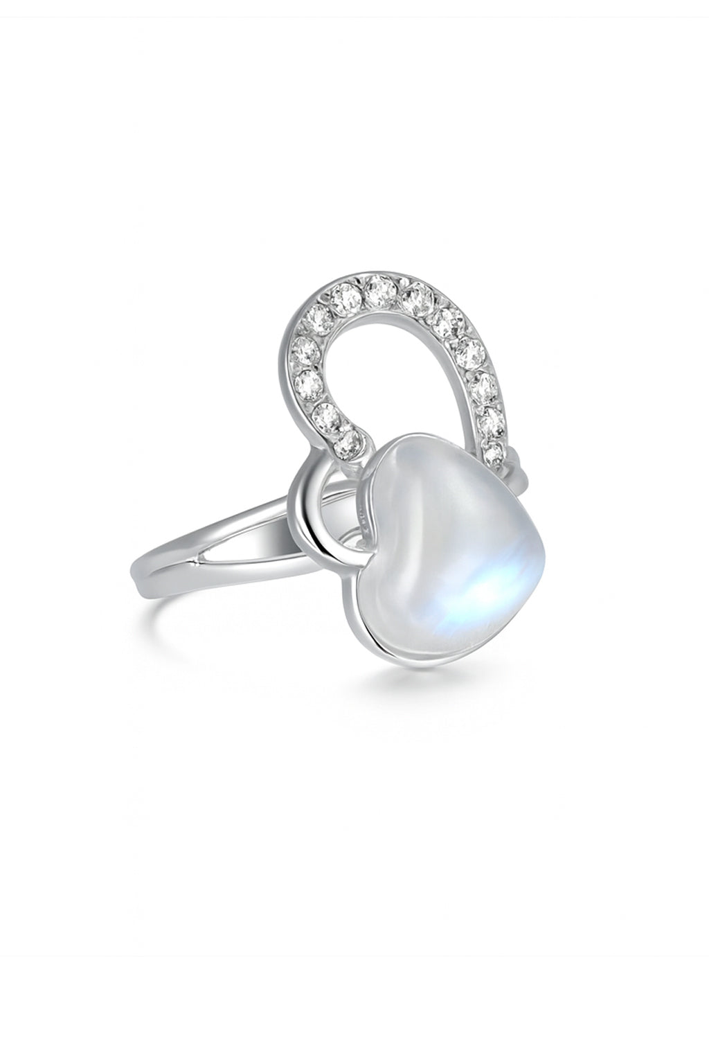 Jewello trendy silver-plated heart design with white stone stud chain pendant set for women and girls.