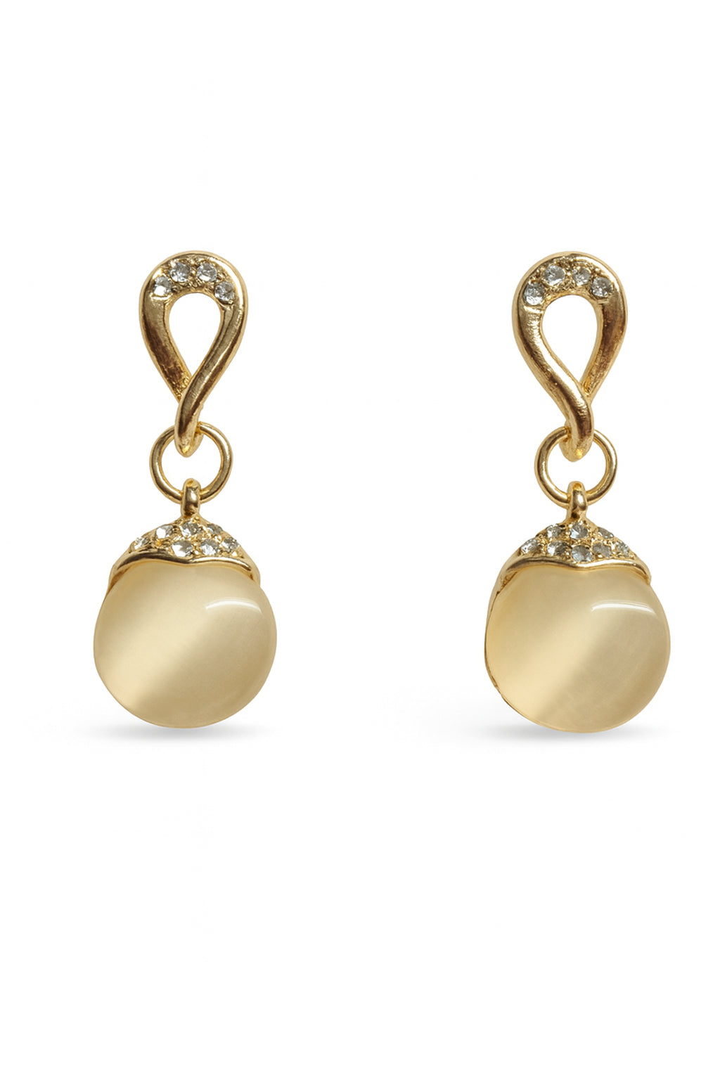 Jewello elegant gold plated with white stone stud earring, finger ring, chain pendant set for women and girls.