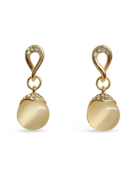 Jewello elegant gold plated with white stone stud earring, finger ring, chain pendant set for women and girls.