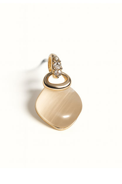 Jewello elegant gold-plated square design with white stone stud pendant chain set for women and girls.