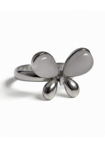 Jewello fancy silver plated floral design with white stone stud chain pendant set for women and girls.