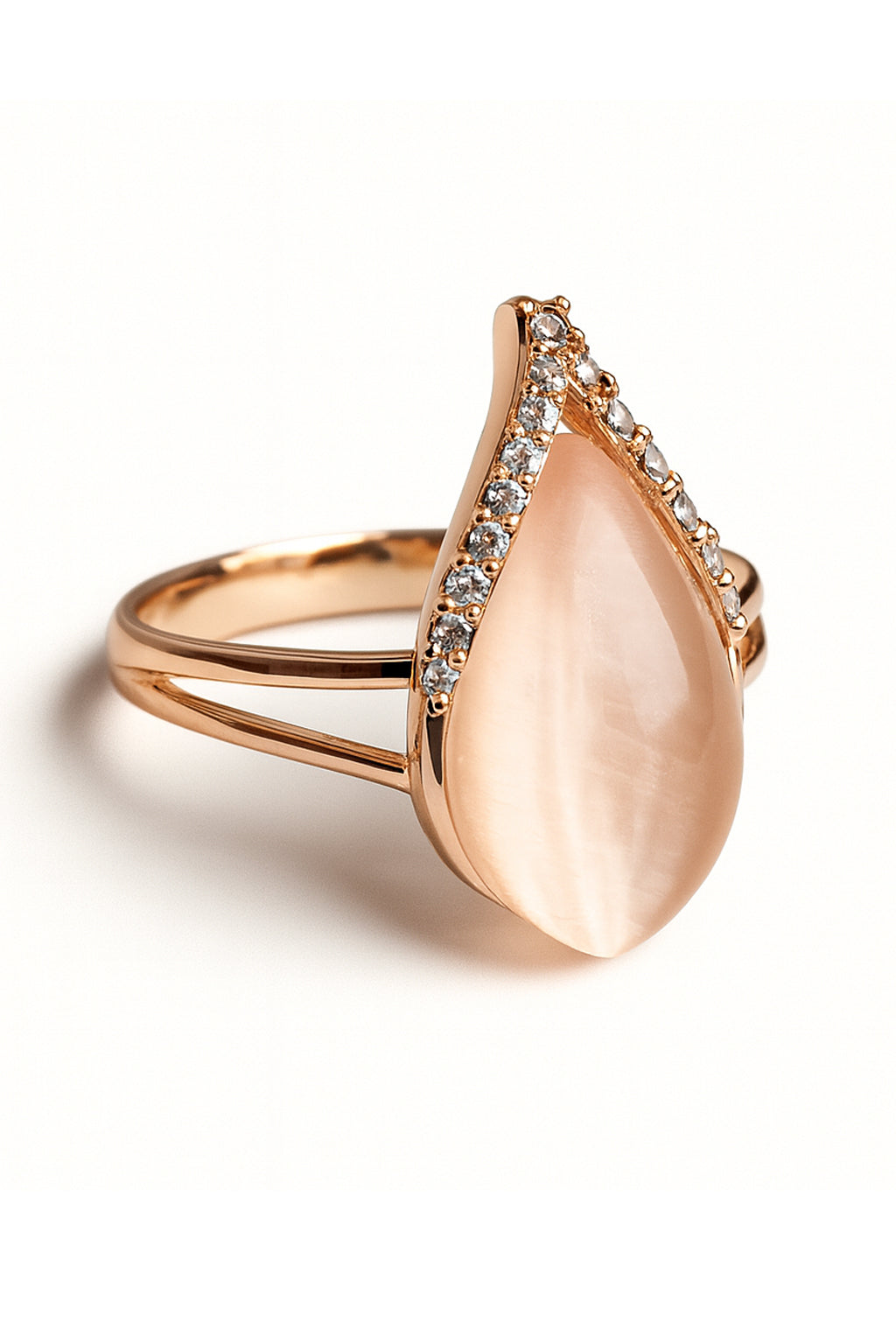 Jewello Adorable rose gold-plated oval shape design with white stone stud chain pendant set for women and girls.