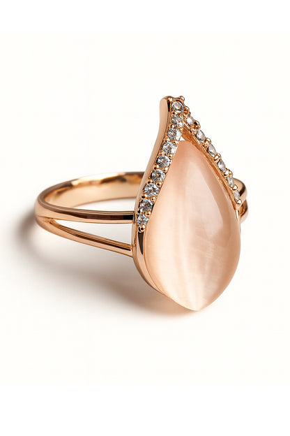 Jewello Adorable rose gold-plated oval shape design with white stone stud chain pendant set for women and girls.