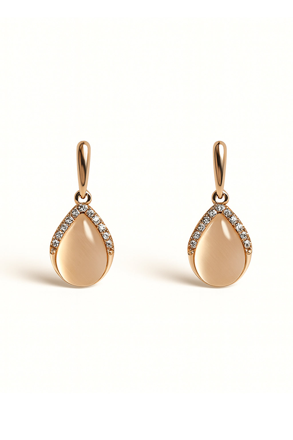 Jewello Adorable rose gold-plated oval shape design with white stone stud chain pendant set for women and girls.