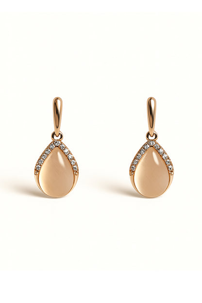 Jewello Adorable rose gold-plated oval shape design with white stone stud chain pendant set for women and girls.