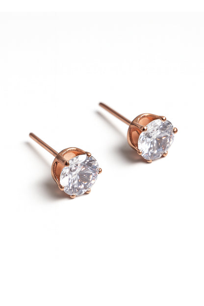 Jewello alluring rose gold plated with shimmering white stone stud chain pendant set for women and girls.