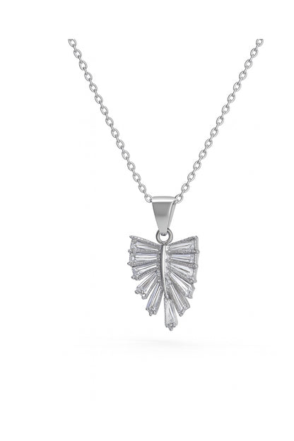 Jewello delicate silver-plated floral design with shimmering white stone stud pendant set for women and girls.