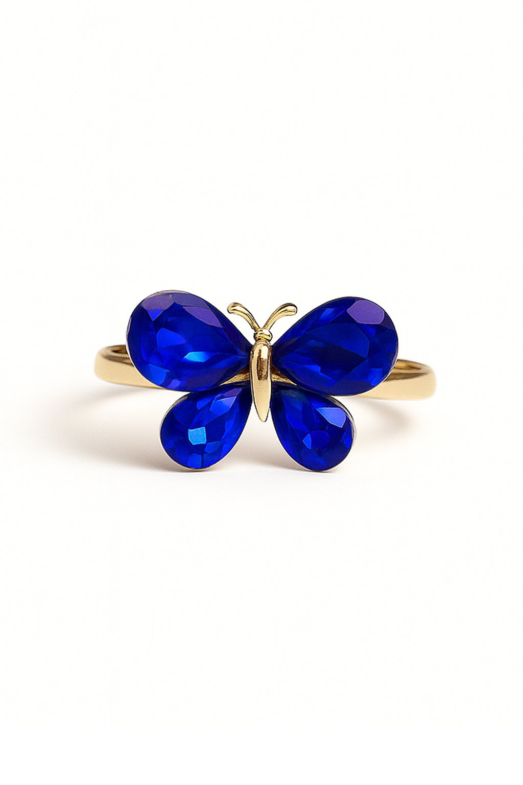 Jewello adorable gold-plated butterfly design with shimmering blue stone stud chain pendant, set for women and girls.