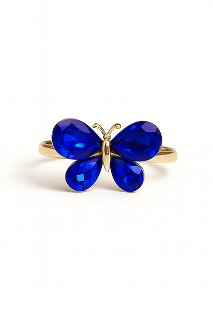 Jewello adorable gold-plated butterfly design with shimmering blue stone stud chain pendant, set for women and girls.
