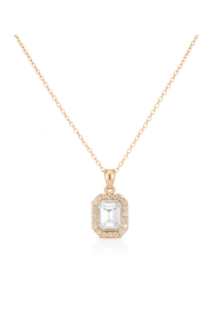 Jewello elegant gold plated with shimmering white stone stud chain pendant, set for women and girls.