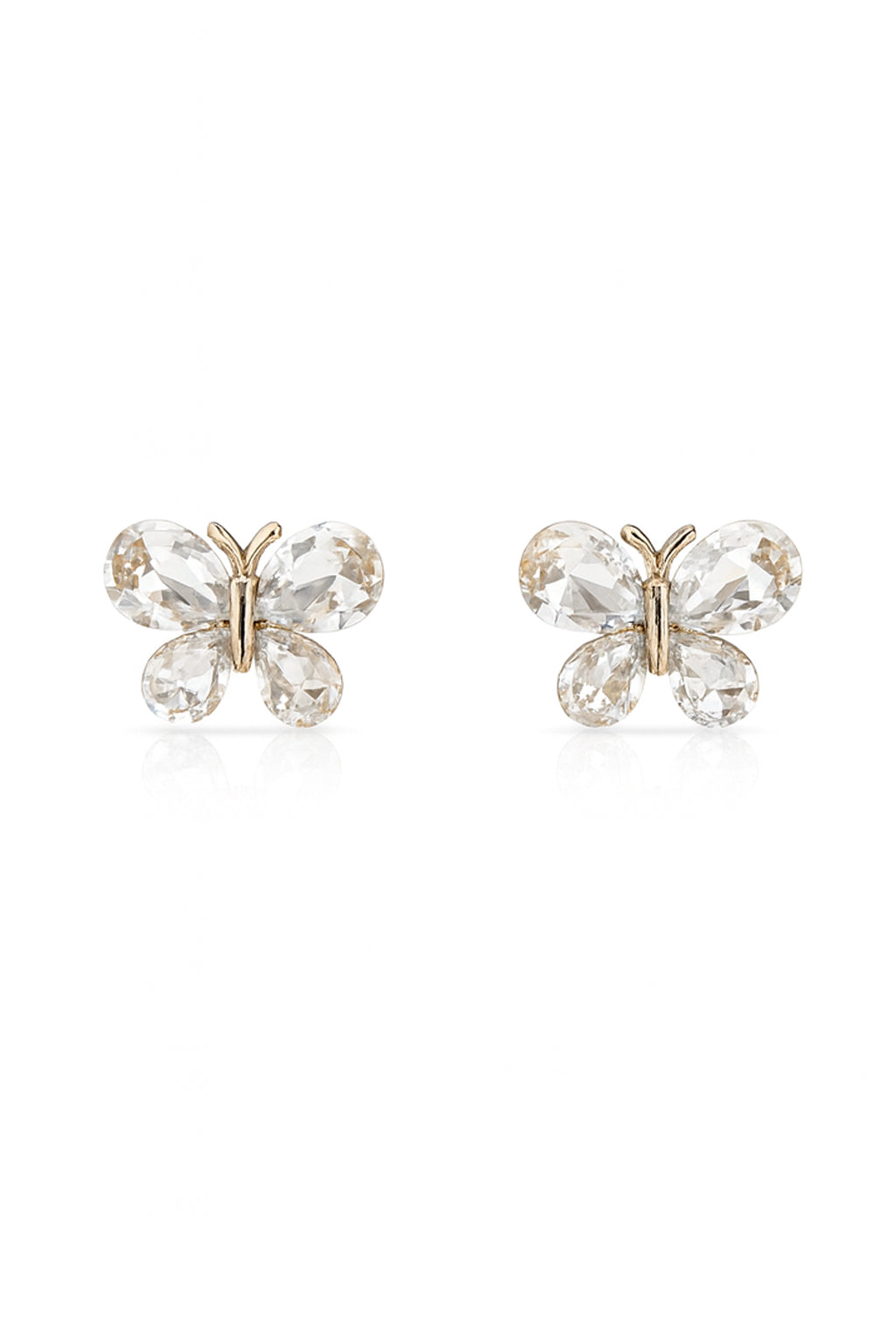 Jewello elegant gold-plated butterfly design with shimmering white stone stud chain pendant set for women and girls.