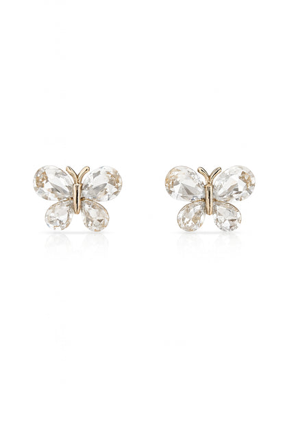 Jewello elegant gold-plated butterfly design with shimmering white stone stud chain pendant set for women and girls.