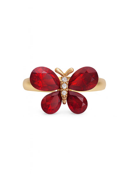 Jewello graceful butterfly design with shimmering red stone stud chain pendant, set for women and girls.