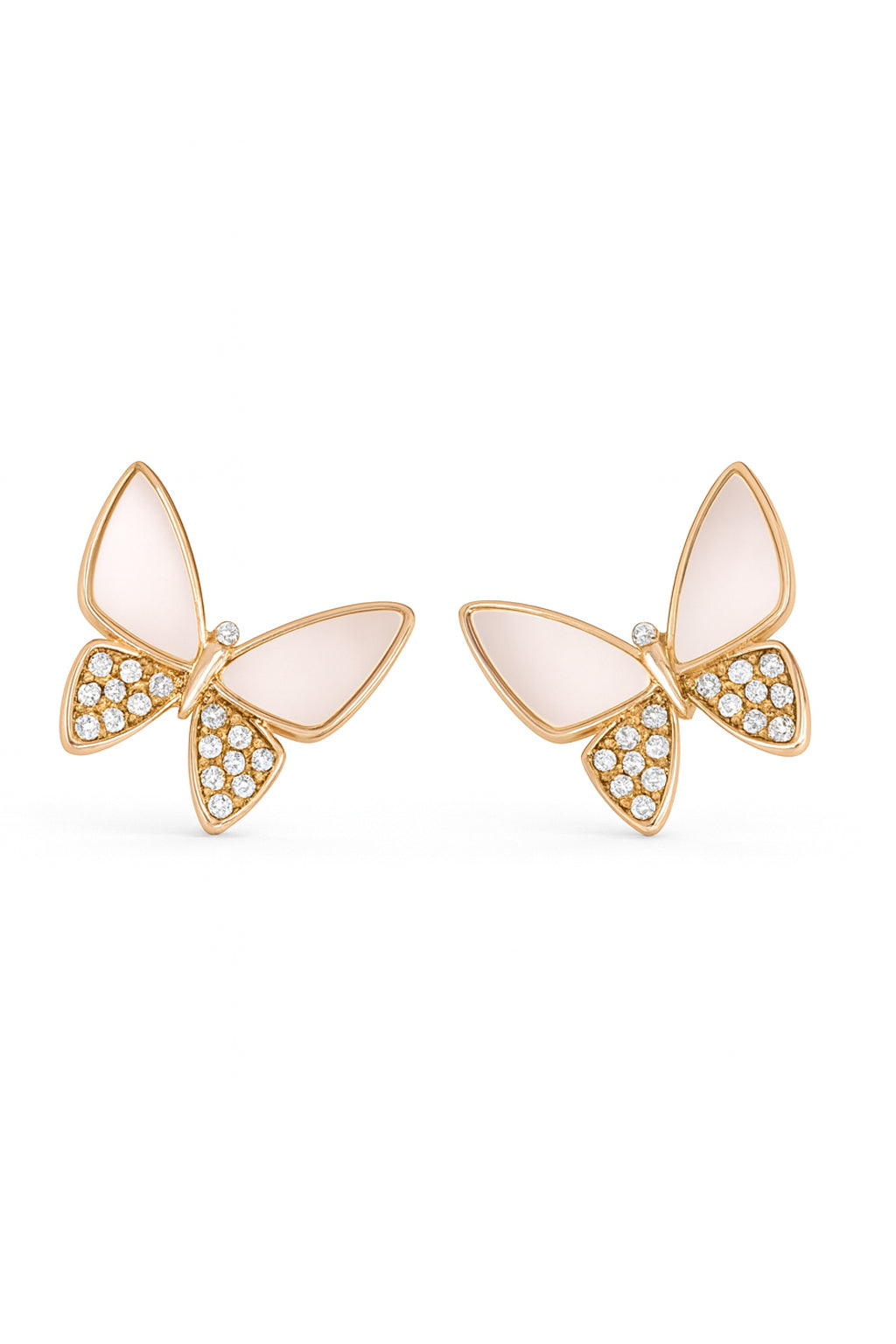 Jewello gorgeous gold-plated butterfly design with pink and shimmering white stone stud chain pendant, set for women and girls.