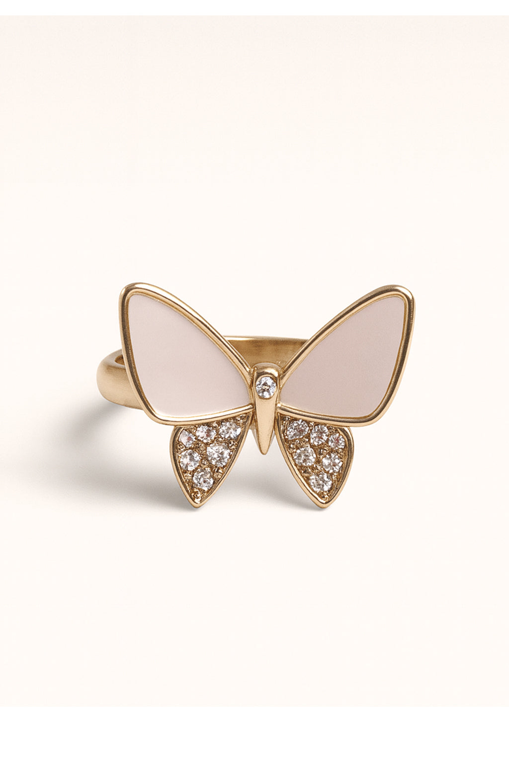 Jewello gorgeous gold-plated butterfly design with pink and shimmering white stone stud chain pendant, set for women and girls.