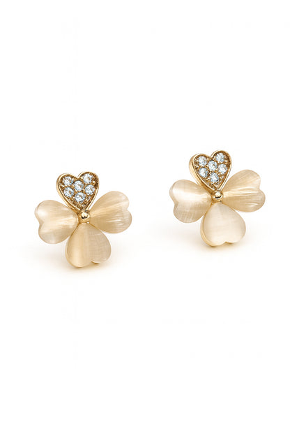 Jewello elegant gold-plated floral design with white stone and American diamond stud chain pendant set for women and girls.