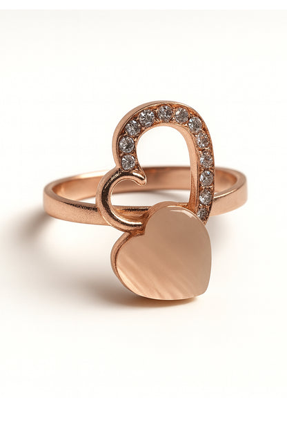 Jewello elegant rose gold-plated heart design with light white stone with American diamond stud chain pendant set for women and girls.