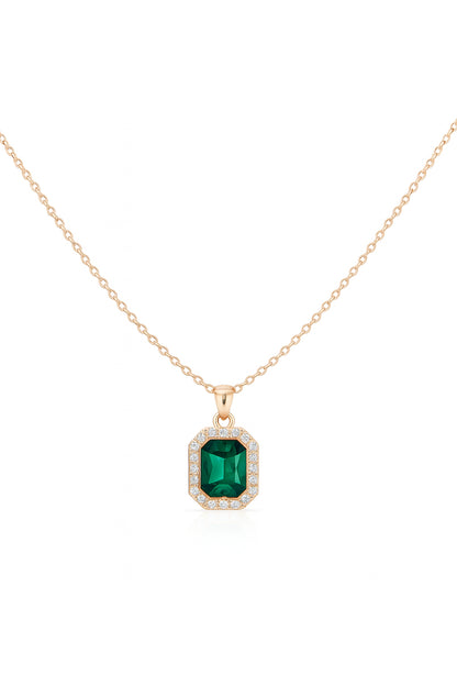 Jewello's trendy gold plated with green stone stud sterling chain pendant, earring, finger ring set for women and girls.