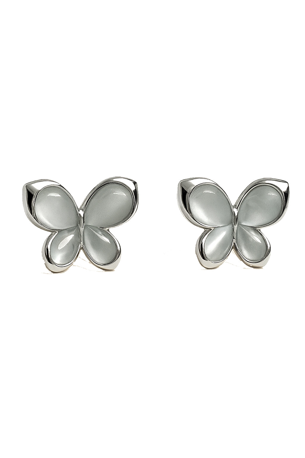 Jewello stylish silver-plated butterfly design with white stone stud chain pendant set for women and girls.