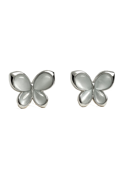 Jewello stylish silver-plated butterfly design with white stone stud chain pendant set for women and girls.