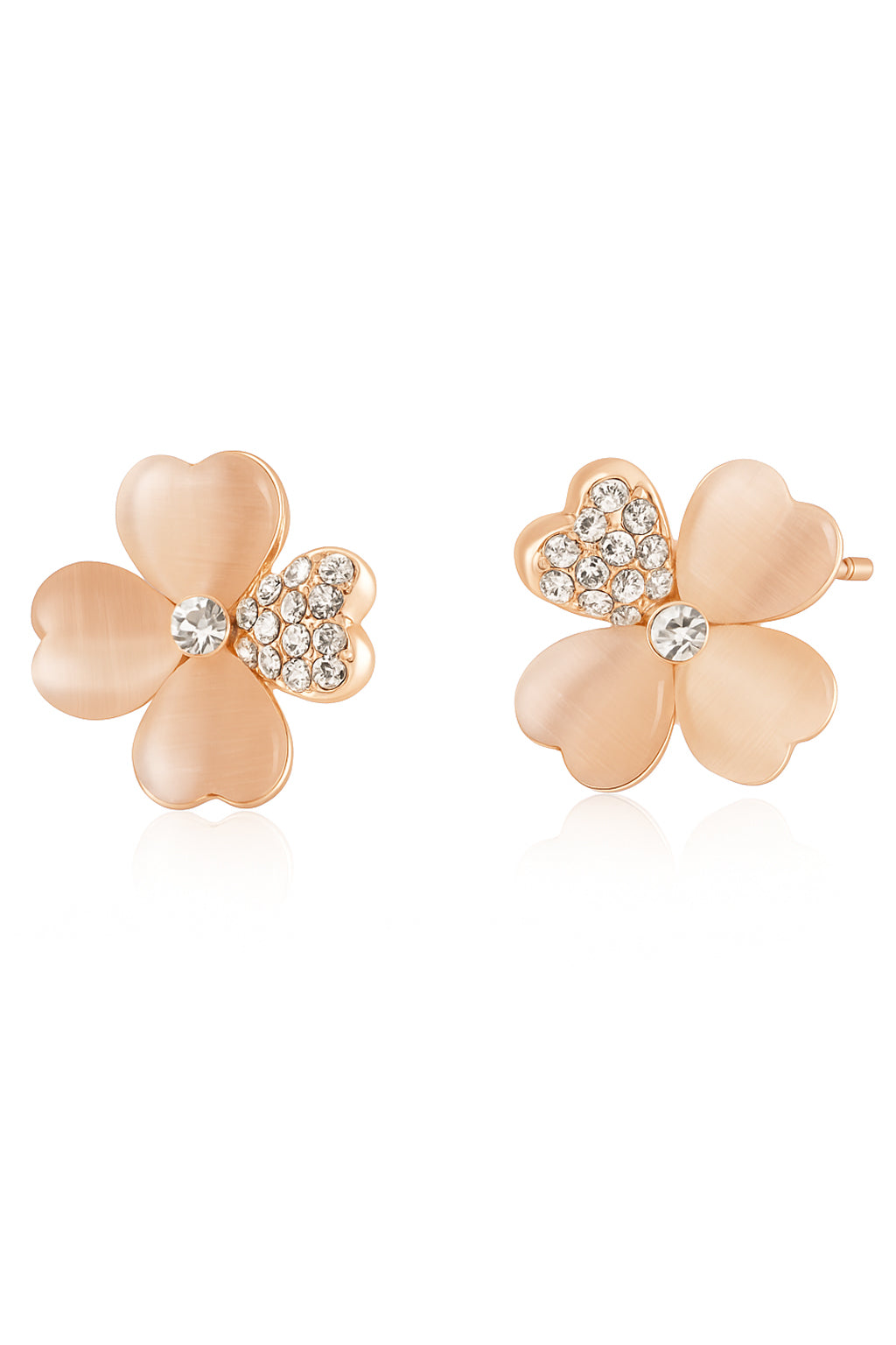 Jewello amazing rose gold plated floral design with shimmering white stone stud chain pendant set for women and girls