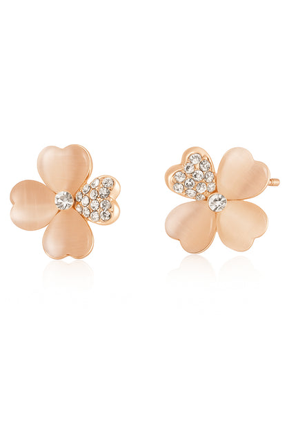 Jewello amazing rose gold plated floral design with shimmering white stone stud chain pendant set for women and girls