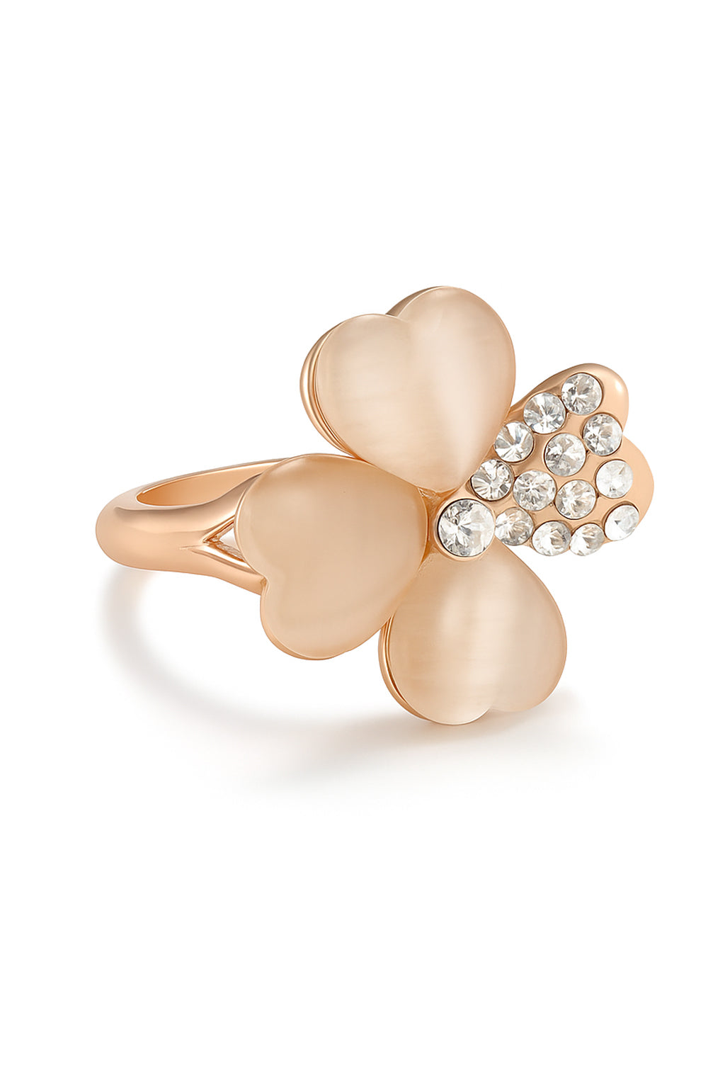 Jewello amazing rose gold plated floral design with shimmering white stone stud chain pendant set for women and girls