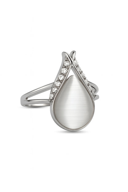 Jewello fashionable silver-plated drop design with white stone stud chain pendant set for women and girls.