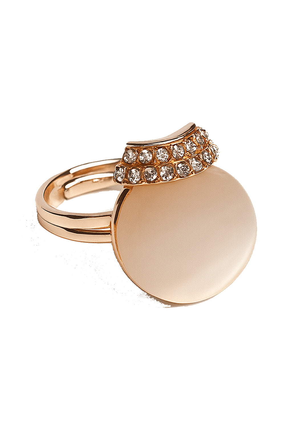 Jewello Adorable rose gold-plated round shape design with light white stone stud chain pendant set for women and girls.