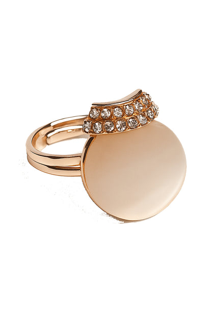 Jewello Adorable rose gold-plated round shape design with light white stone stud chain pendant set for women and girls.