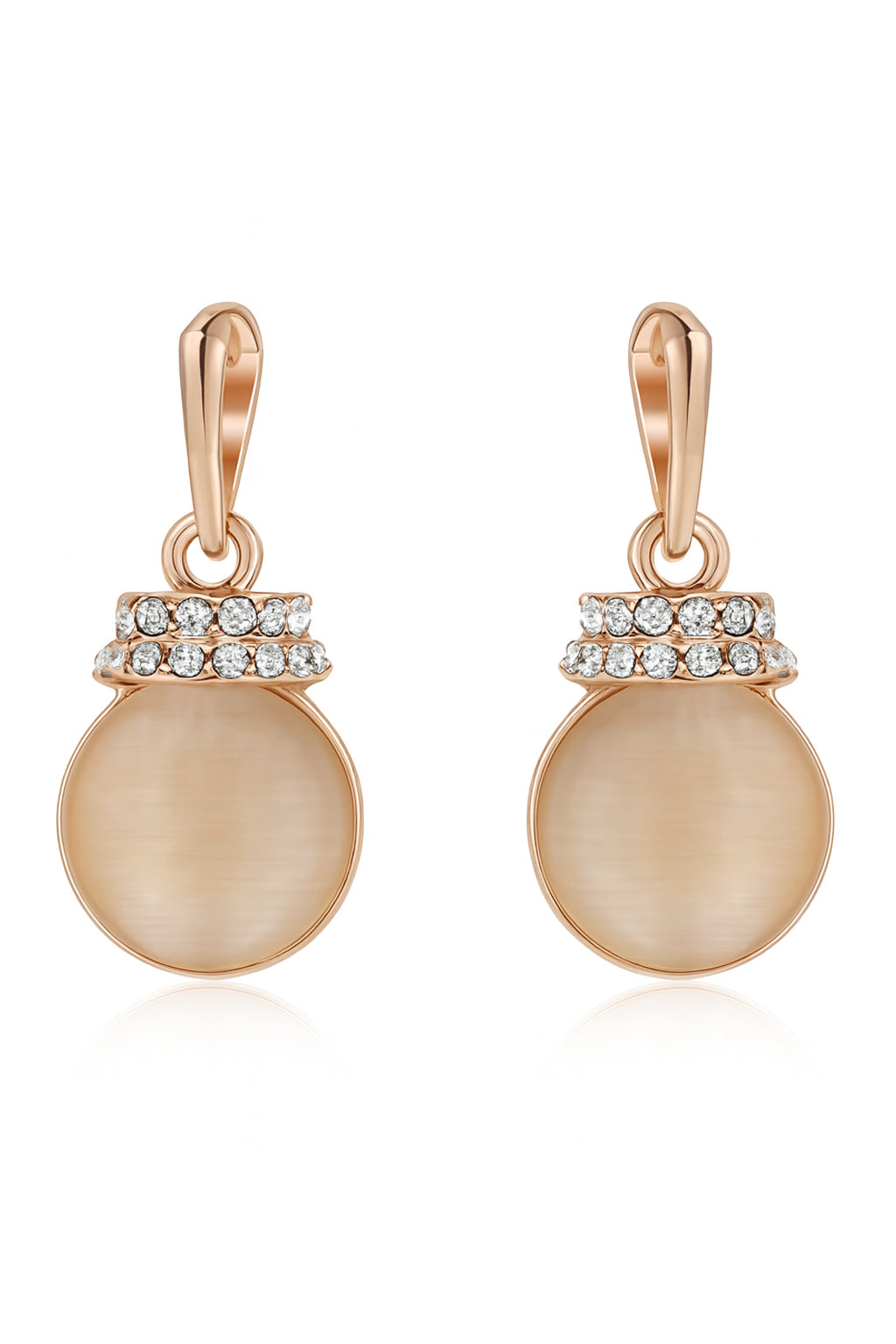 Jewello Adorable rose gold-plated round shape design with light white stone stud chain pendant set for women and girls.