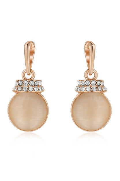 Jewello Adorable rose gold-plated round shape design with light white stone stud chain pendant set for women and girls.